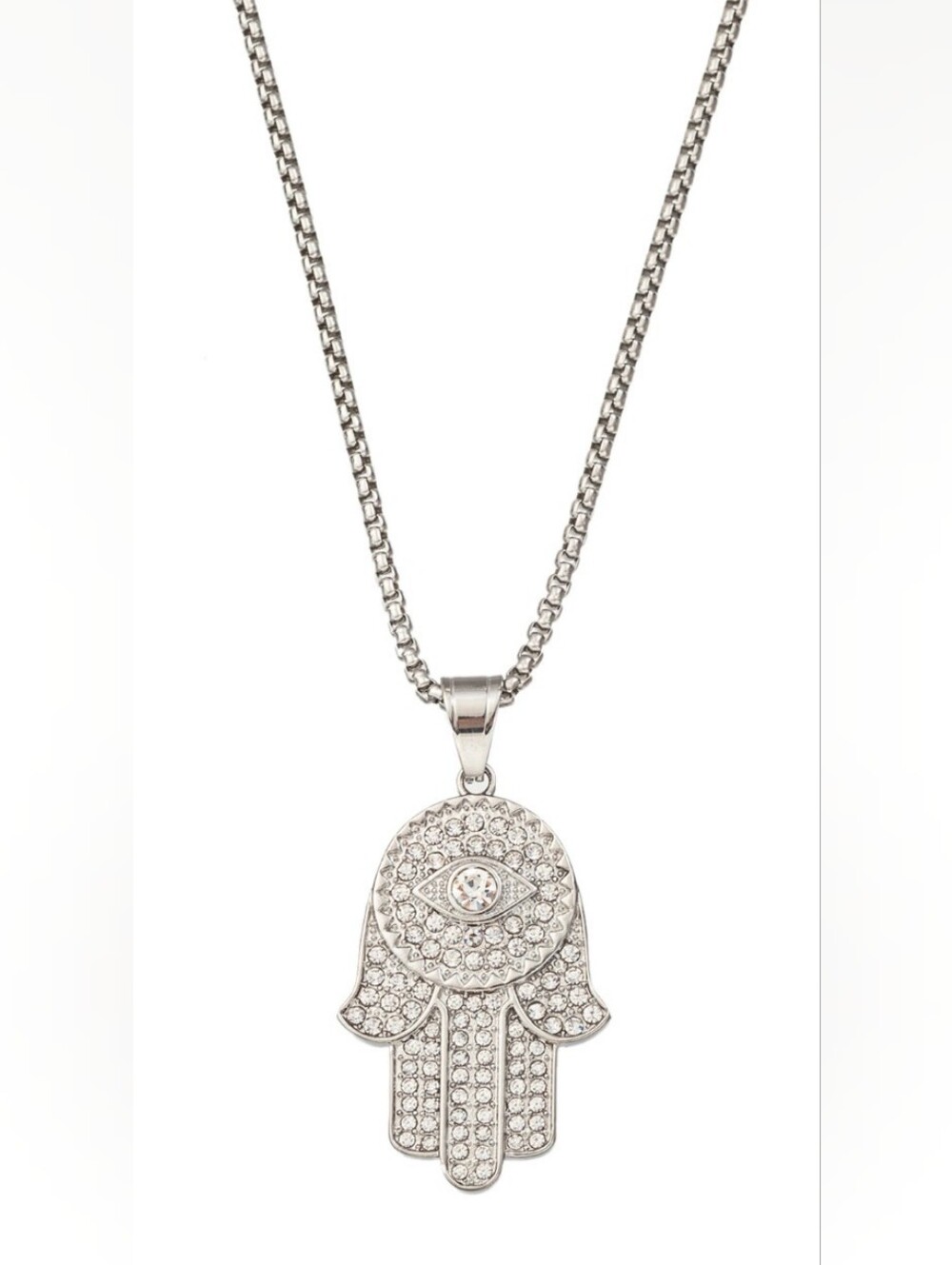 EYE CANDY LOS ANGELES Jasper Hamsa Pendant Necklace